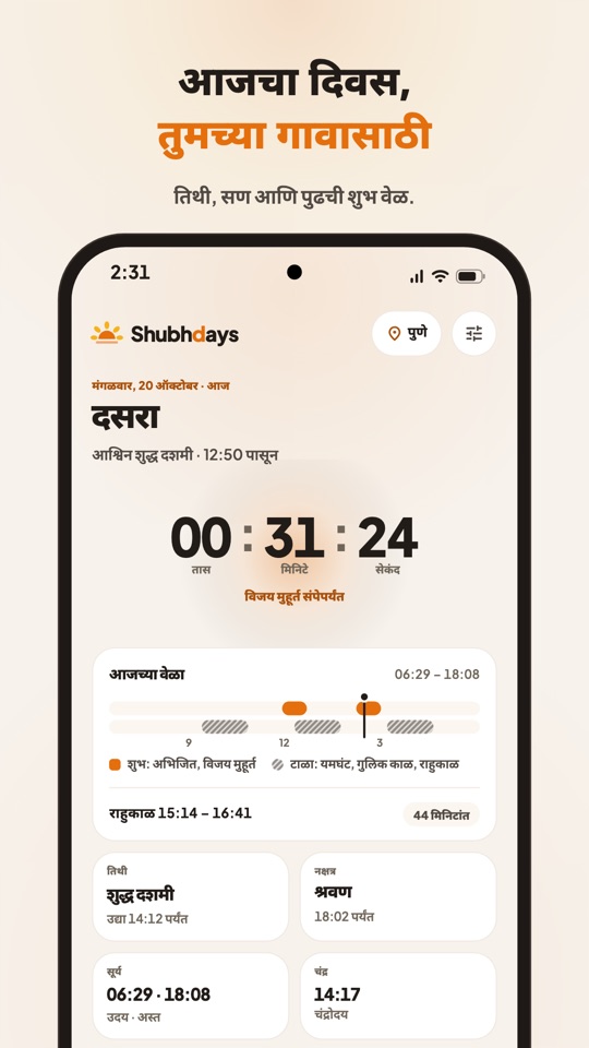 Today: Dasara, the tithi and nakshatra, and a countdown to the end of Vijay muhurat in Pune